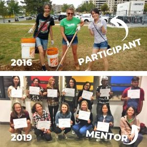 Lam Tran as a Young Urban Forest Leaders participant in 2016 and mentor in 2019(© 2016 Tooba Shakeel / LEAF and © 2019 Erin McDonald / LEAF)