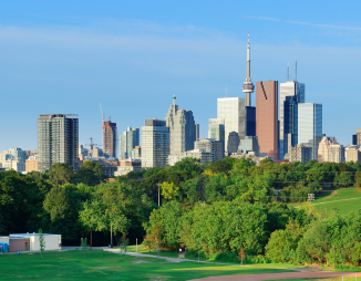 Toronto skyline showing tree canopy.