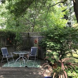 Deck shaded by trees